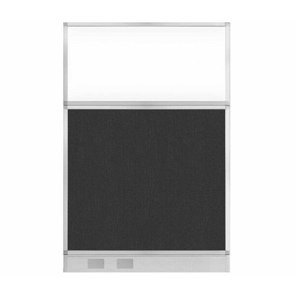 Hush Panel Configurable Cubicle Partition 4' x 6' Black Fabric Clear Window w/ Cable Channel